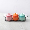 Bộ 3 Hũ Gia Vị Gốm Sứ Rainbowl Kèm Giá Đỡ – Thiết Kế Ombre Sang Trọng - KCC-5141
