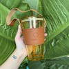 LY THUỶ TINH BỌC DA 420ML IN LOGO - CT144