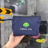 CT 390 - TÚI VẢI MỸ PHẨM 2 LỚP MÀU XANH ĐEN IN LOGO