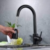 Vòi bếp, sus 304, sơn tĩnh điện màu đen, có dây rút vòi 3043