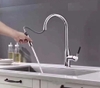 Vòi bếp, Đồng mạ Crom, Loại rút, đầu trụ tay gạt bóc ABS đen 6441