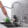 Vòi bếp, Đồng mạ Crom, Loại rút, đầu trụ tay gạt bóc ABS đen 6441