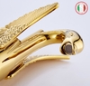 Vòi Lavabo Tân cổ điển siêu xịn ITALIA hình Cánh chim (Chân cao, Vàng cổ) + Đôi dây cấp