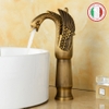Vòi Lavabo Tân cổ điển siêu xịn ITALIA hình Cánh chim (Chân cao, Vàng óng) + Đôi dây cấp