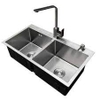 CRB050_Chậu rửa bát Inox công nghệ đúc-H32C352, 2 hố, cân 3.5, sus304, D0.9