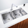 CRB036_Chậu rửa bát Inox công nghệ đúc-H32C35V2, 2 hố, cân 3.5, sus304, D0.9, Thoát xả vuông