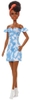 Mattel - Barbie Fashionista Doll, Off Shoulder Bleached Denim Dress, White Booties, Orange Hair Bandana, Curly Brown Hair (Large Item, Doll)