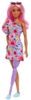 Mattel - Barbie Fashionista Doll, One Shoulder Floral Dress, Cat-Eye Sun Glasses, Blue Sneakers, Long Pink Wavey Hair and Purple Prosthetic Leg (Large Item, Doll)