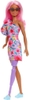 Mattel - Barbie Fashionista Doll, One Shoulder Floral Dress, Cat-Eye Sun Glasses, Blue Sneakers, Long Pink Wavey Hair and Purple Prosthetic Leg (Large Item, Doll)