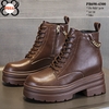 Giày Cổ Cao, Giày Boots Đế Xuồng Màu Nâu Da Thật 9CM PB690-4300