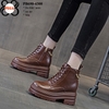 Giày Cổ Cao, Giày Boots Đế Xuồng Màu Nâu Da Thật 9CM PB690-4300