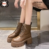 Boots Cổ Ngắn Đế Đúp Thắt dây kéo khóa Cao 8CM PB590-4245