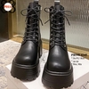 Boots Cổ Ngắn Đế Đúp Thắt dây kéo khóa Cao 8CM PB590-4245