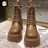 Boots Cổ Ngắn Đế Đúp Thắt dây kéo khóa Cao 8CM PB590-4245