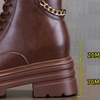 Giày Cổ Cao, Giày Boots Đế Xuồng Màu Nâu Da Thật 9CM PB690-4300