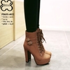 Boots Cổ Ngắn Gót Vuông 12cm PB655-4022