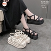 Sandals Đế Bằng Dây Da Mềm 8cm X479-0525