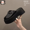 ĐẾ ĐEN - Dép Sục Bít Mũi Hở Gót 7CM da PU Lót Da Êm S550-5160