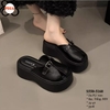 ĐẾ ĐEN - Dép Sục Bít Mũi Hở Gót 7CM da PU Lót Da Êm S550-5160