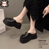 ĐẾ ĐEN - Dép Sục Bít Mũi Hở Gót 7CM da PU Lót Da Êm S550-5160