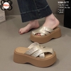 ĐẾ NÂU - Dép Sục Bít Mũi Hở Gót Đế Nâu 7CM da PU Lót Da Êm S580-5177