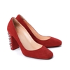 Guốc Louboutin 36 Da Lộn Màu Đỏ Đính Đinh Tán