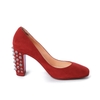 Guốc Louboutin 36 Da Lộn Màu Đỏ Đính Đinh Tán