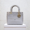 KG-Túi Dior Lady D-lite vải màu xám