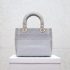 KG-Túi Dior Lady D-lite vải màu xám