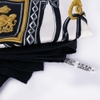 Khăn Hermès Silk Màu Trắng Đen Họa Tiết Dây Xích Vàng