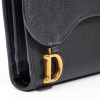 Ví Dior Saddle Wallet Mini Grained Đen Gold