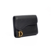 Ví Dior Saddle Wallet Mini Grained Đen Gold