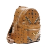 Balo MCM Stark Backpack Small Da Grained Màu Nâu Vàng Khóa Vàng