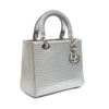 Túi Dior Lady Medium Da Canage Micro Màu Sliver Metallic Khóa Trắng