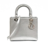 Túi Dior Lady Medium Da Canage Micro Màu Sliver Metallic Khóa Trắng