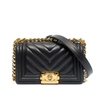 Túi Chanel Boy Chervon Small Lambskin Màu Đen Khóa Vàng
