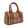 Túi Burberry Bowling Bag Canvas Màu Nâu Kẻ Khóa Vàng