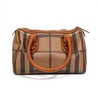 Túi Burberry Bowling Bag Canvas Màu Nâu Kẻ Khóa Vàng