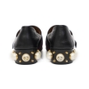 Giày Gucci Peyton Faux Pearl Mid Heel Loafers 36.5 Da Calfskin Màu Đen Khóa Vàng