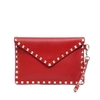 Clutch Valentino Rockstud Envelope Pouch Small Da Calfskin Màu Đỏ Viền Đinh Khóa Vàng