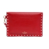 Clutch Valentino Rockstud Envelope Pouch Small Da Calfskin Màu Đỏ Viền Đinh Khóa Vàng