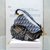 KG-Túi Dior Saddle size M vải canvas họa tiết Dior xanh navy