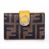 Card Holder Fendi Màu Nâu Lòng Vàng Khóa Vàng