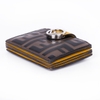 Card Holder Fendi Màu Nâu Lòng Vàng Khóa Vàng