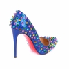 Giày Louboutin 36 Màu Xanh Coban Đính Đinh Tán Đa Màu Sắc