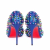 Giày Louboutin 36 Màu Xanh Coban Đính Đinh Tán Đa Màu Sắc