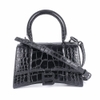 Túi Balenciaga Hourglass Embossed Da Croc Màu Đen Khóa Đen