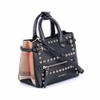 Túi Burberry The Baby Banner And House Check Màu Đen Đính Đinh Tròn Khóa Trắng