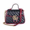 Túi Gucci Marmont Top Handle Màu Đen Viền Đỏ Khóa Vàng