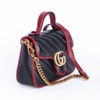 Túi Gucci Marmont Top Handle Màu Đen Viền Đỏ Khóa Vàng